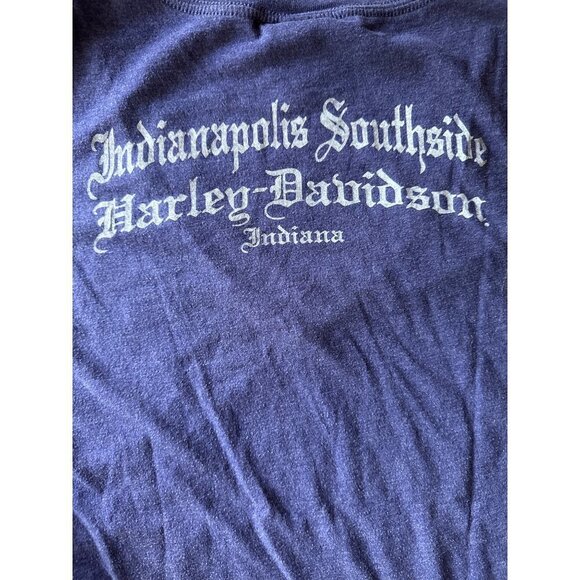 Harley Davidson Blue V Neck Indianapolis Southside T shirt Size Large - Picture 6 of 6